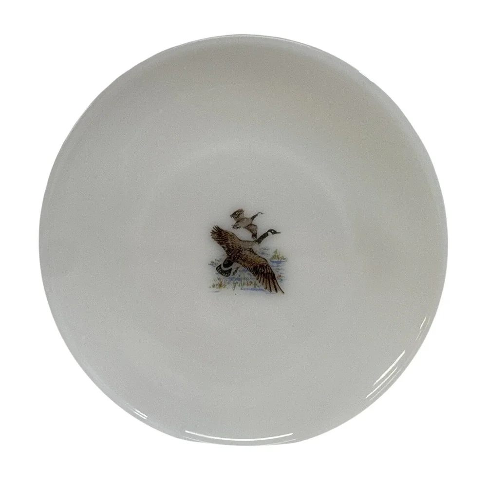 Fire-King Canada Goose Milk Glass Dinner Plate White 9 inch